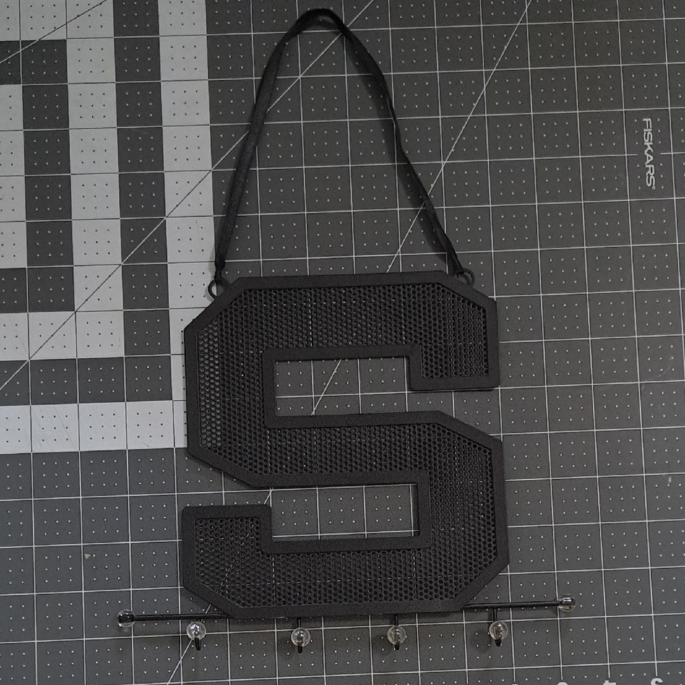 Black Letter S Wall Hanging Jewelry Organizer